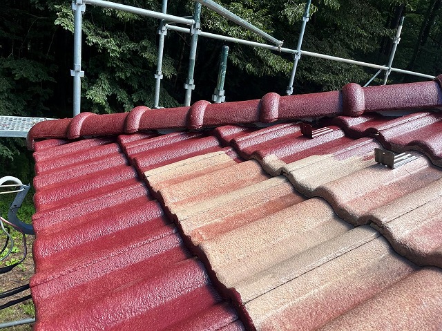 鳴沢村　洋瓦塗装工事